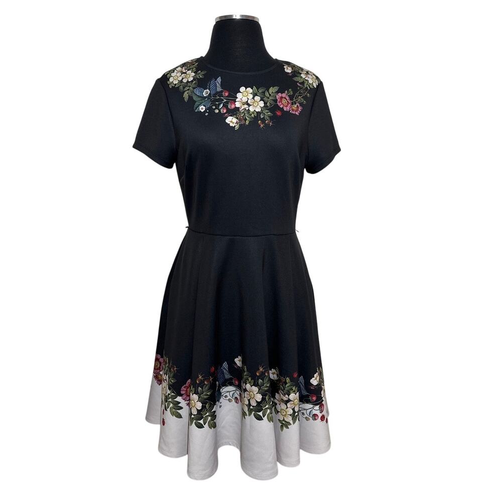 Ted Baker Chestna Oracle Floral Skater Dress Sz 3 = US 8 Fit & Flare Retro PinUp
